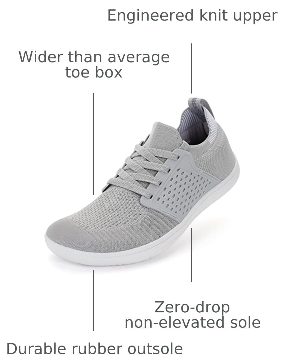 WHITIN Women's Wide Minimalist Barefoot Shoes W85 | Zero Drop for Stance and Gait Alignment, Thin Sole Enhances Ankle Stability, Ideal for Casual Wear, Gym Training, and Walking