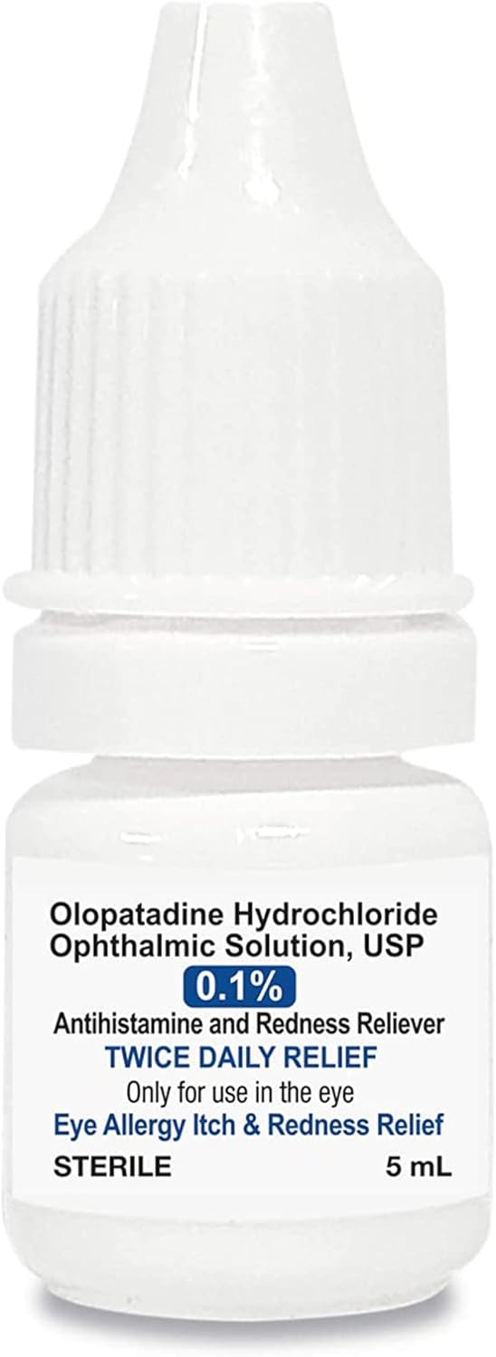 HealthCareAisle Eye Allergy Itch & Redness Relief, 0.1%, 5mL | Olopatadine Hydrochloride Ophthalmic Solution USP, Eye Allergy & Redness Relief Drops