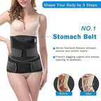 Amazon Brand - Solimo 3-In-1 Postpartum Belly Band Post Pregnancy Abdominal Belt After Delivery Waist & Pelvis Slimming Shapewear Tummy Reduction (Free Size) (BLACK)