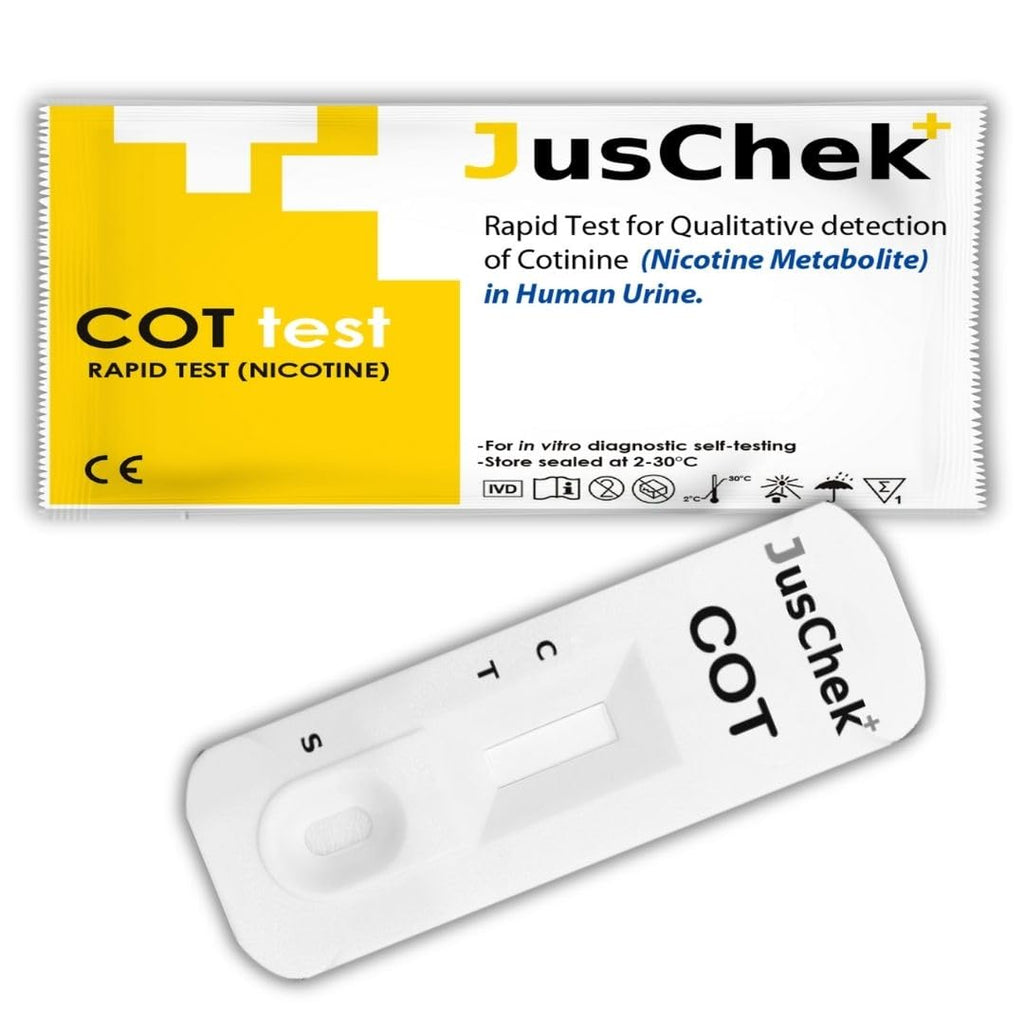 JusChek Cotinine Rapid Test Kit, 5-Minute Nicotine Metabolite Detection in Urine, Self-Testing