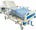 GloryMEQ Point A Tech PAM‑3SE Semi‑Electric Hospital Bed – 3‑Function Adjustable Home‑Care Bed with Bedside Controls, Locking Casters & Safety Rails, Includes Foam Mattress, Bed Tray & 2 Sheets