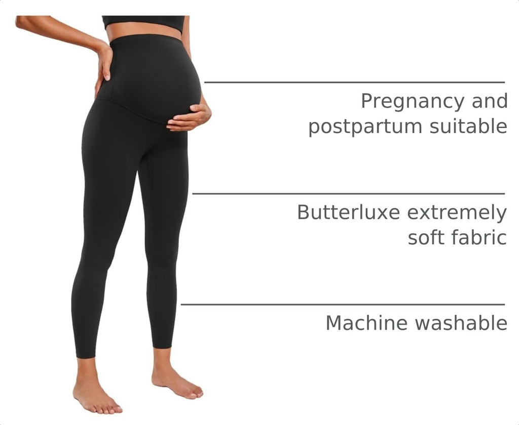 CRZ YOGA Maternity Leggings 25" | Butterluxe, Extremely Soft, Gentle Compression, Yoga, Super High Rise, U-shaped Belly, Pregnancy and Postpartum