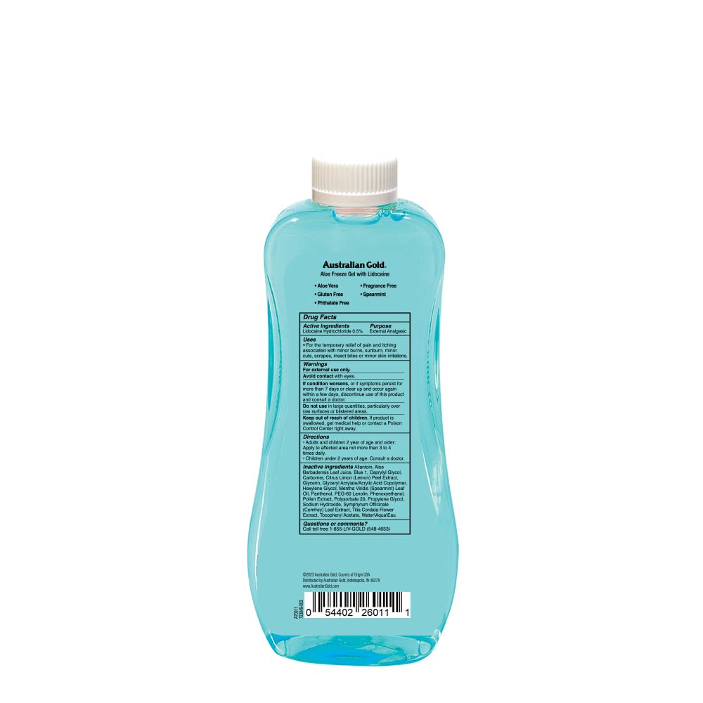 Australian Gold Lidocaine After Sun Cooling Gel | Sunburn Relief, 8 Fl Oz