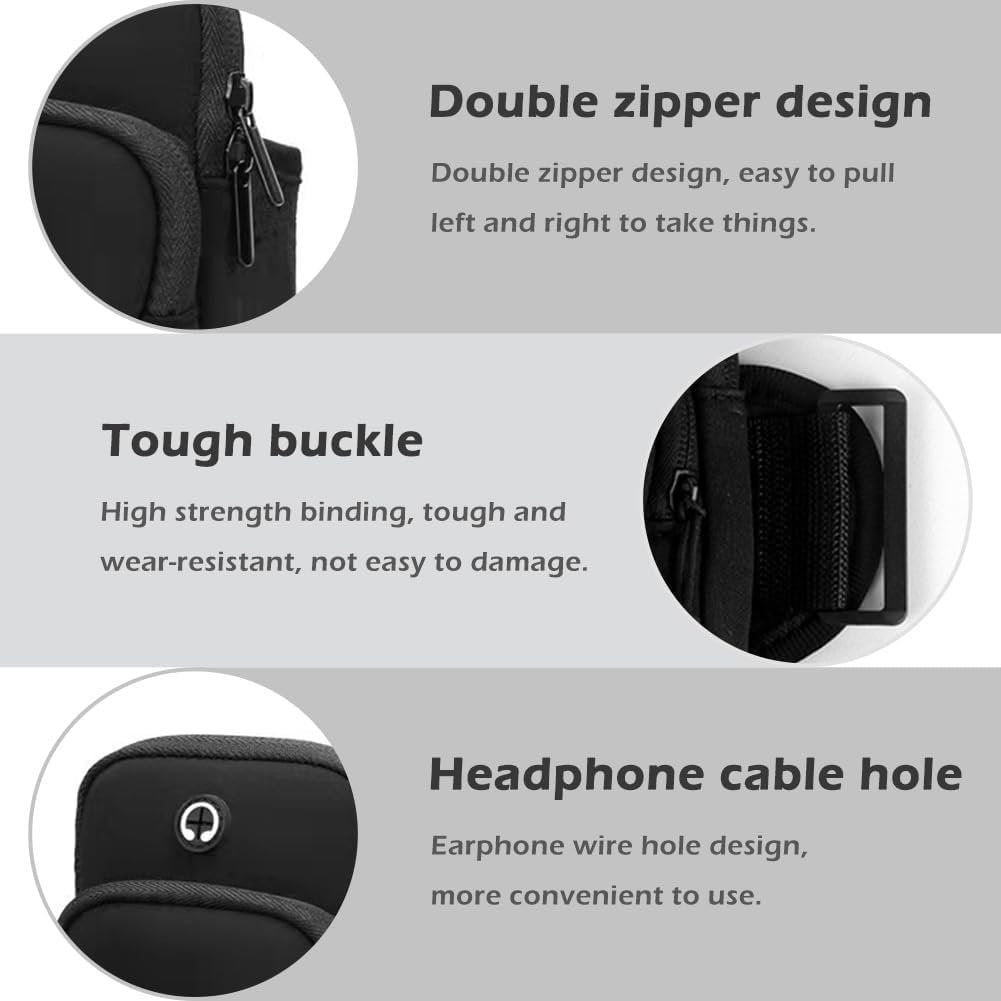 Phone Holder for Running, Walking, Workout, Under 7 in Armband Smartphone Holder, Phone Pouch Cards Keys Wallet, Gym Sports Arm Bands Sleeve Fit Women Men(Color:Black)