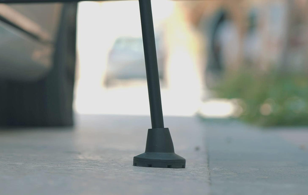 KMINA Crutch Tips 7/8 Inch (x2 Units), All Terrain Non-Slip Cane Tips, Heavy Duty Rubber Replacement, Wide Base Stability, Patented, Made in Europe