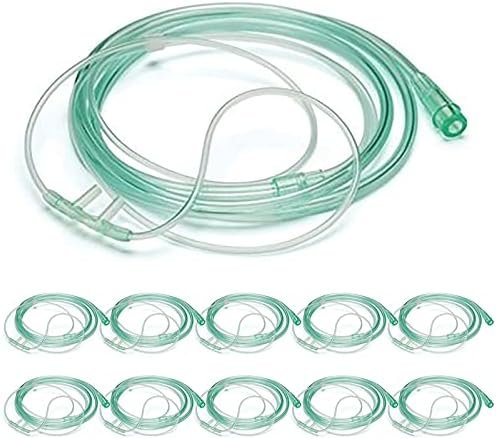 10 Pack High Flow Soft Oxygen Cannulas and 7’ Delicate Tubing with Standard Connection
