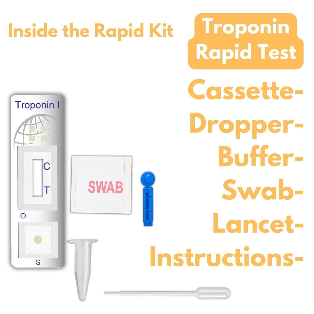 Troponin I Rapid Test Kit for Cardiac Screening/Detection in Blood - Pack of 2 Test Kits