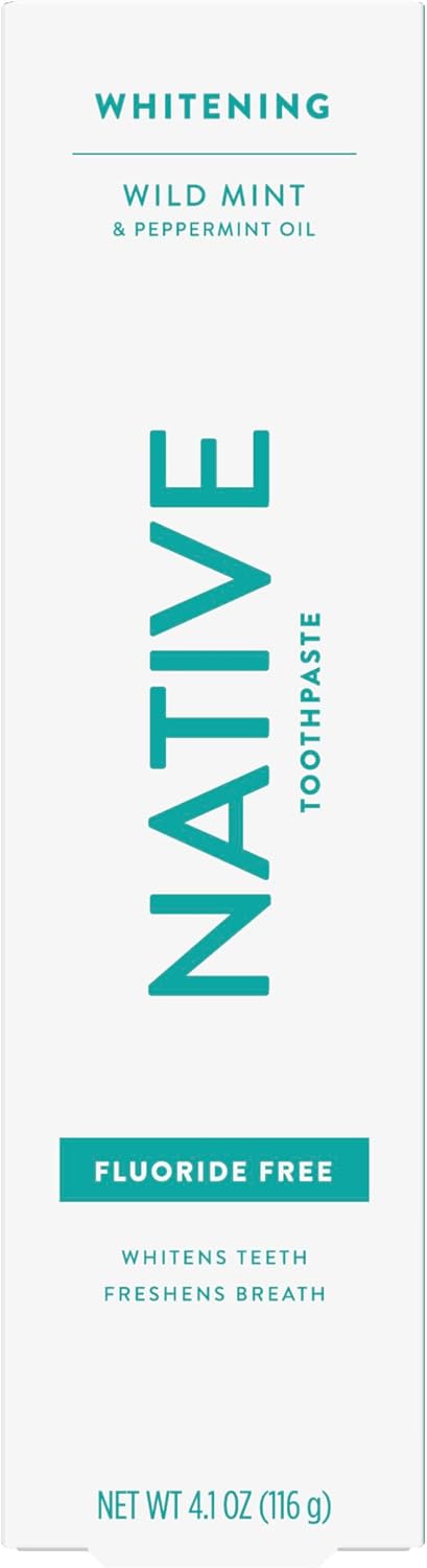 Native Fluoride Free Toothpaste, Whitening - for Adult, Kids 2+ Oral Care - Wild Mint & Peppermint Oil Flavor, 4.1oz (Pack of 3)