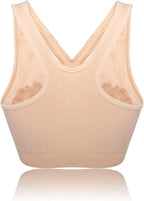 Womens Zip Front Sports Bra Wireless Post-Surgery Bra Padded Strappy Medium Support Yoga Exercise Athletic Bras