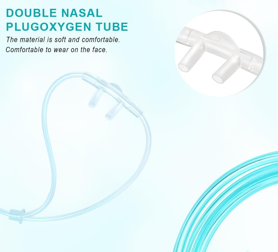 10-Pack 7Ft Soft High-Flow Nasal Oxygen Cannula, Green Tubing，Ultra Soft | High-Flow, Ultra Soft, Green Tubing, Individual Packing