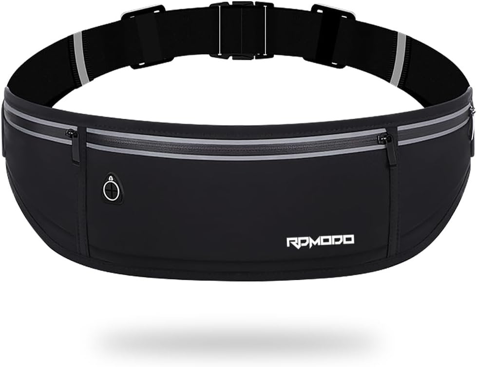Slim Running Belt, Water Resistant Fanny Pack for Women Men, Black