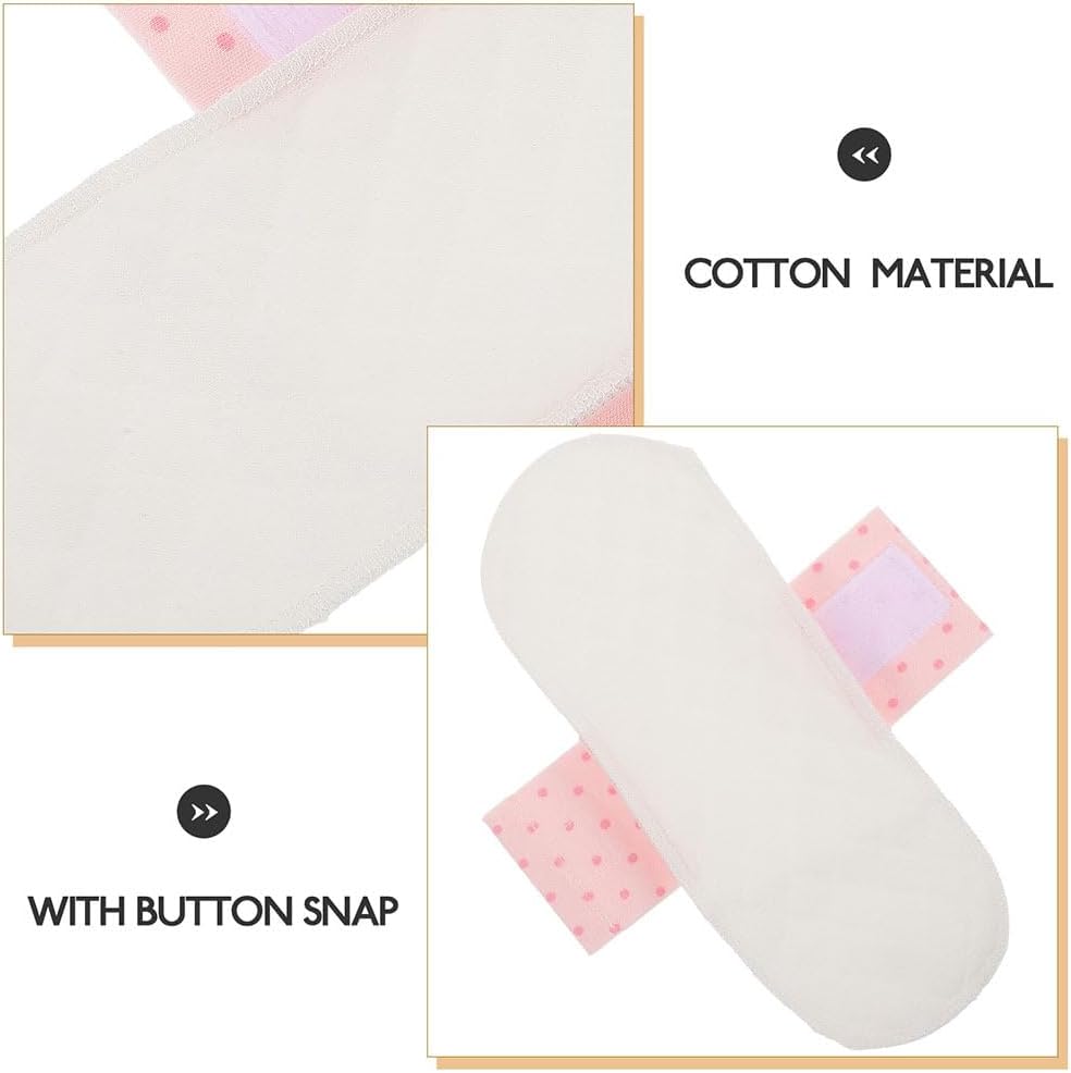 4pcs Reusable Cotton Menstrual Pads for Women, Soft Breathable Cloth Panty Liners Panty Liners Washable Period Sanitary Pads for Pregnancy Postpartum Use