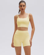 SUUKSESS 2 Piece Workout Sets for Women Twist Back Cami Bike Short