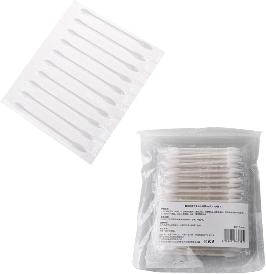 Individually Packaged Disposable Double Tipped Cotton Swabs for Travel Portable Cotton Swabs 100#