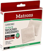 Matrons Sterile Gauze Pad 10-Pieces, 10 cm x 10 cm Size