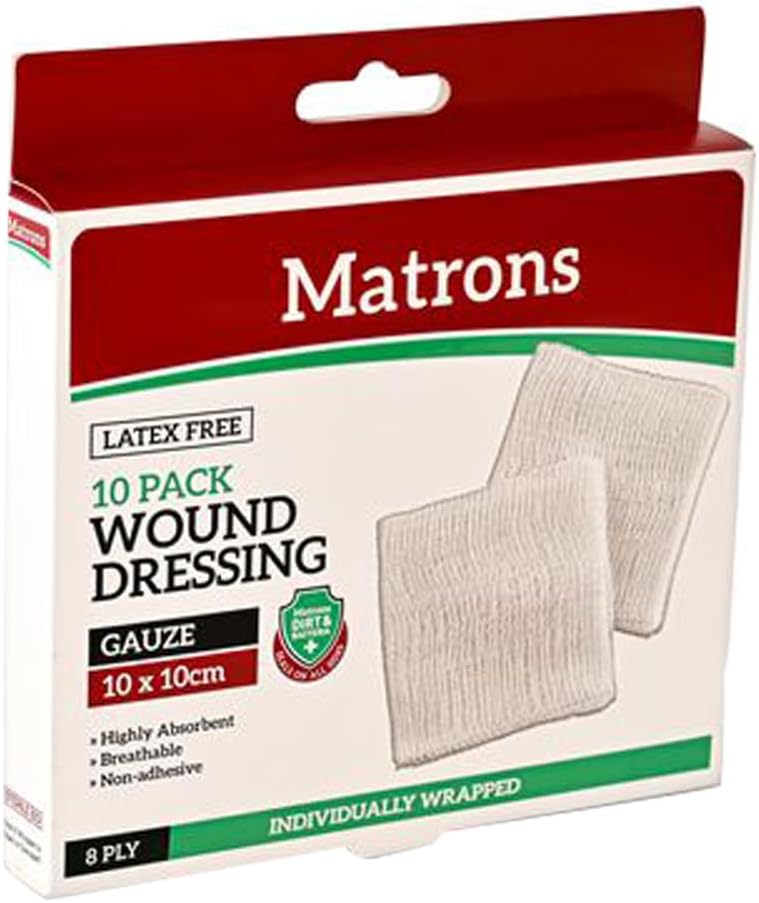 Matrons Sterile Gauze Pad 10-Pieces, 10 cm x 10 cm Size