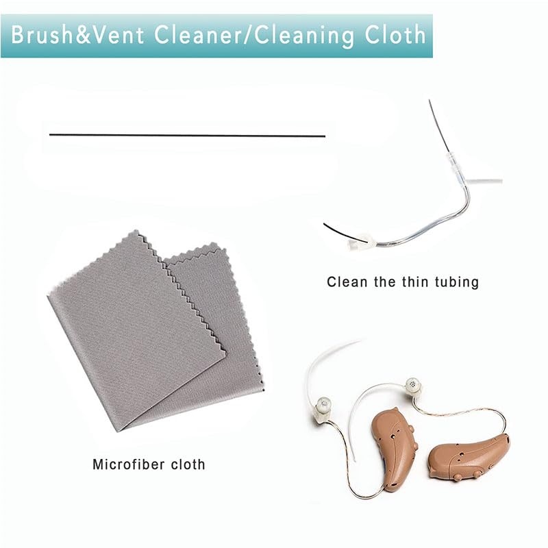 Hearing Aid Hard Case Pocket Size with Cleaning Cloth Brush Tools for Sound Amplifier(Black)