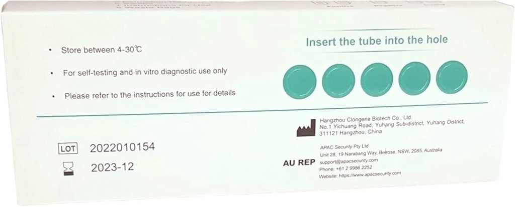 Clungene Nasal Swab Rapid Antigen Test (RAT) COVID-19 5 pack ARTG ID:333341
