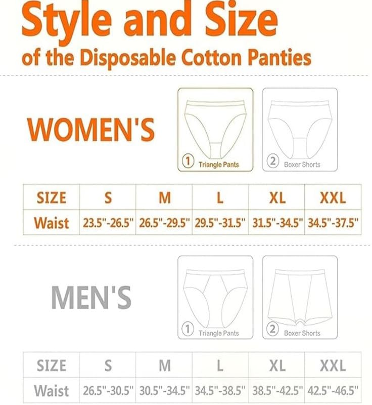 Women's Disposable 100% Pure Cotton Briefs Discreet Underwear Panties for Travel Hotel/Hospital Stays/Travelling/Spa/Surgery/Periods/Postpartum