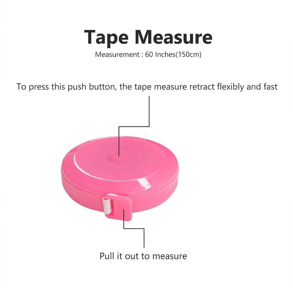 3 Pack Tape Measure Measuring Tape for Body Craft Weight Loss Measurements Retractable 60-inch 1.5 Meter, Small Push Button Dual Sided Tape Measure Body Measuring (Pink Purple Sky Blue)