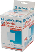 Liv Gauze Swabs 7.5 x 7.5 cm x 8 ply Sterile White 1 Piece/Pack 100 Packs/Dispenser Box
