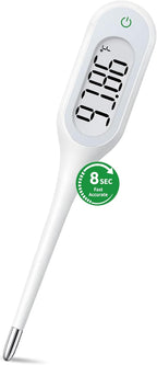 8 Seconds Basal Thermometer for Adult & Kids, Accurate & Safe Thermometer | Fever Alarm and Memory Recall, Oral, Ovulation or Underarm Use