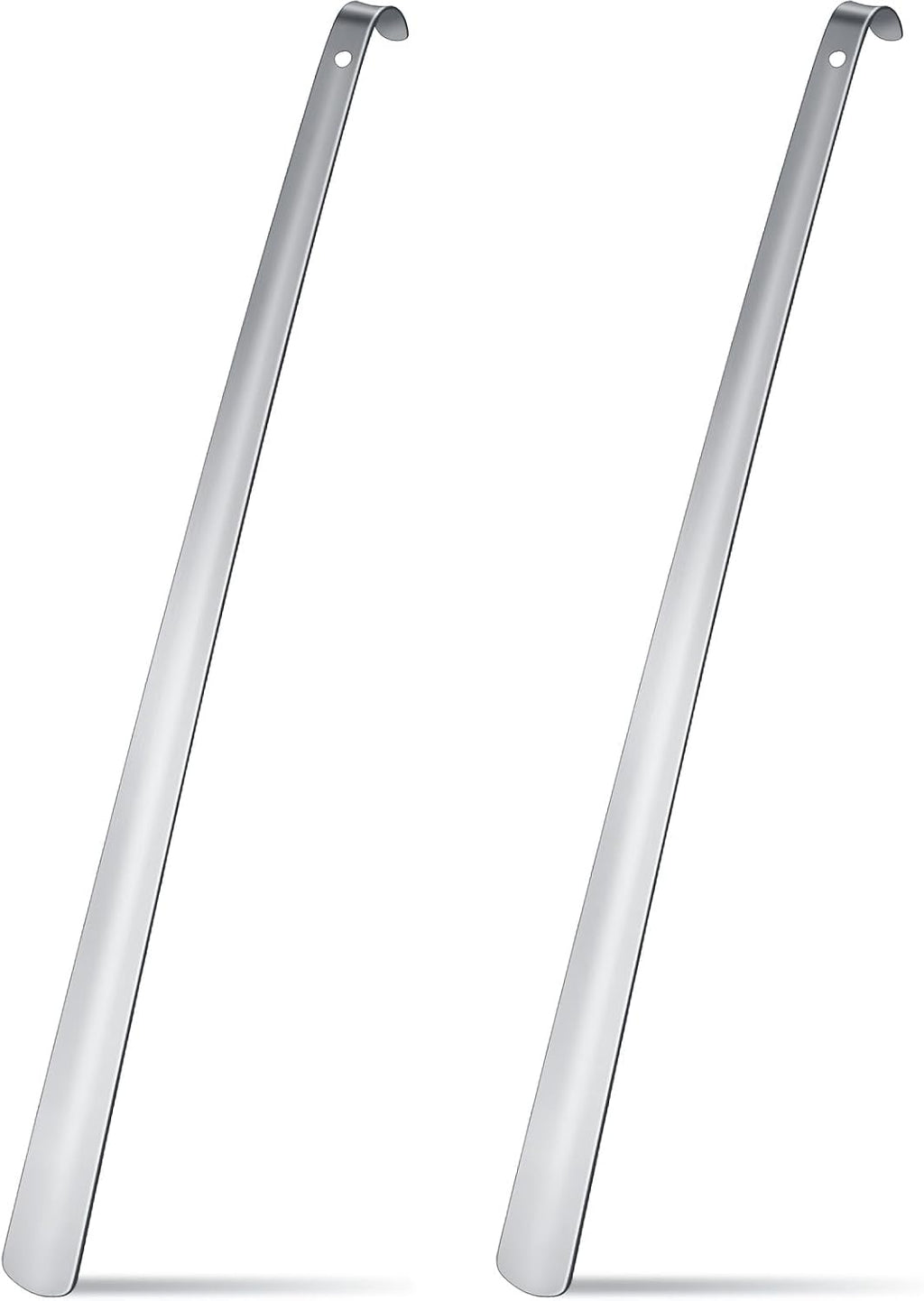 2 Pcs 23" Extra Long Handled Metal Shoe Horn for Elderly, Silver | Shoehorn Dressing Stick for Senior Disabled Men Women Limited Mobility, Standing Reach Assist, No Bending Needed