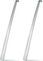 2 Pcs 23" Extra Long Handled Metal Shoe Horn for Elderly, Silver | Shoehorn Dressing Stick for Senior Disabled Men Women Limited Mobility, Standing Reach Assist, No Bending Needed