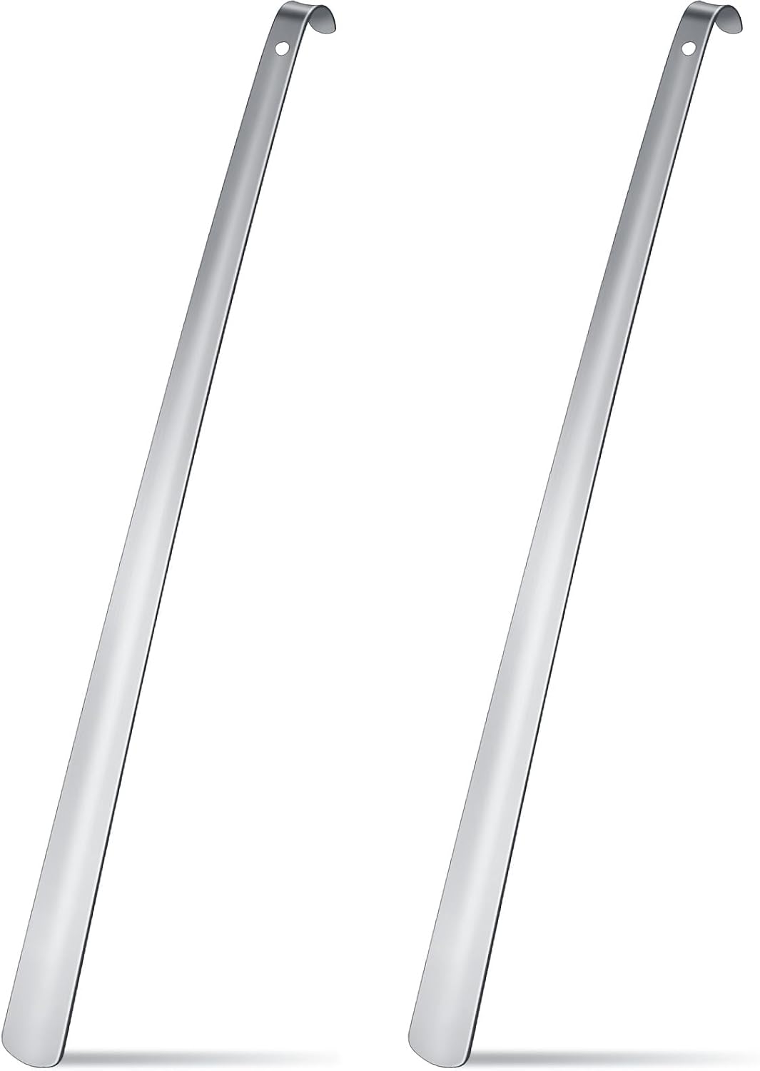 2 Pcs 23" Extra Long Handled Metal Shoe Horn for Elderly, Silver | Shoehorn Dressing Stick for Senior Disabled Men Women Limited Mobility, Standing Reach Assist, No Bending Needed