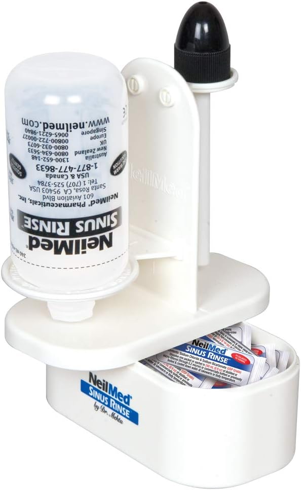 NeilMed Sinus Rinse Nasal Irrigation Replacement Bottle 3ct with NeilMed NasaDock Plus Drying Stand