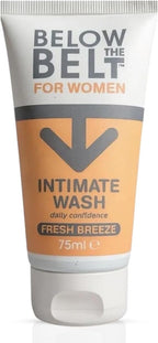 Below The Belt Female Intimate Wash, Soap-Free Feminine Wash, Daily pH-Balanced Cleanser with Fresh Breeze Scent - 75ml
