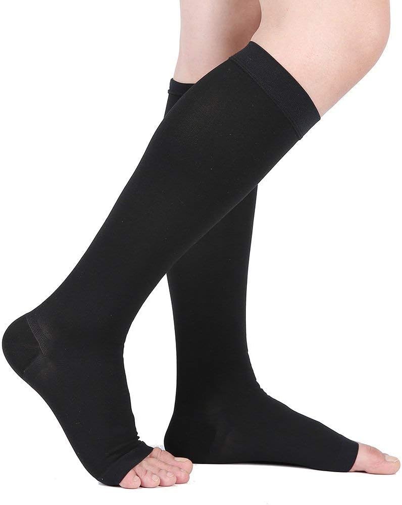 Compression Socks, Open Toe, Medical 20-30 mmHg Graduated Compression Stockings for Men Women, Knee High Compression Sleeves for Pregnancy, Varicose Veins, Relief Shin Splints, Nursing, Edema, Sports