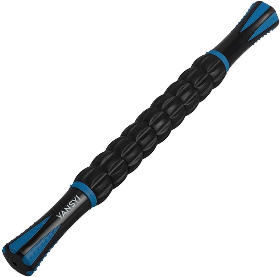 YANSYI Professional 9-Roller Deep Tissue Massage Stick - Portable Muscle Recovery Roller for Athletes, Relieves Post-Workout Soreness & Leg/Back Pain - Portable Physio Tool (Blue 1)
