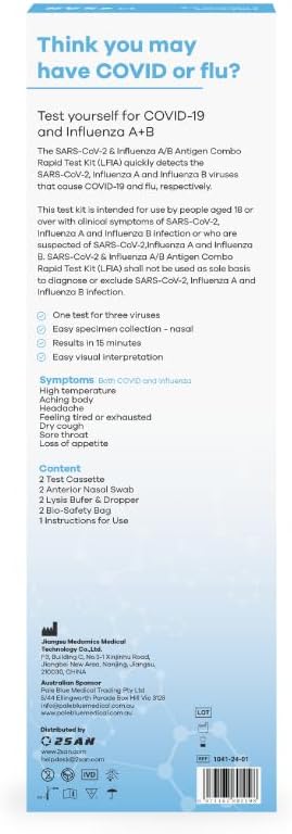 2San COVID-19 and Flu A/B Rapid Test Kit, 15-Minute Results, Easy At-Home Antigen Self-Test for Quick and Accurate Detection of COVID and Influenza, 18 Pack