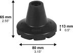 KMINA Crutch Tips 7/8 Inch (x2 Units), All Terrain Non-Slip Cane Tips, Heavy Duty Rubber Replacement, Wide Base Stability, Patented, Made in Europe