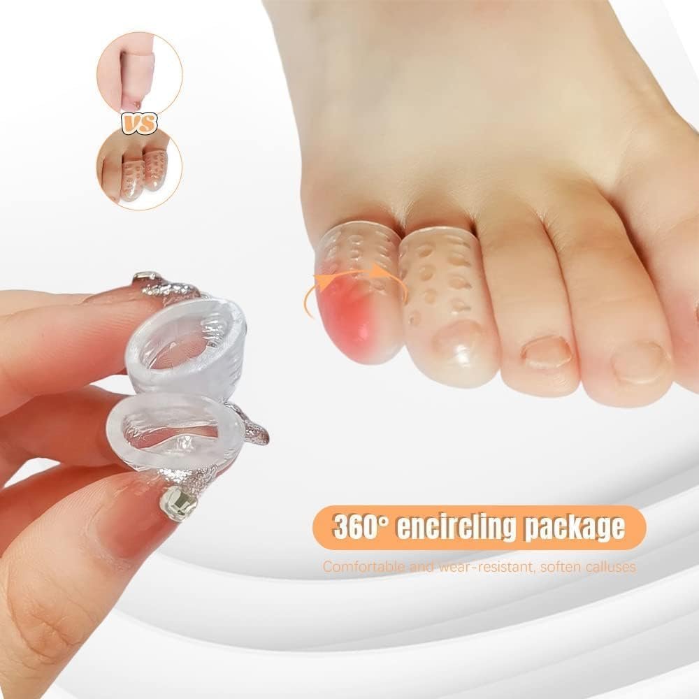20PCS Silicone Toe Protectors, Breathable Toe Covers, Clear Soft for Women Stand, Walk, Run, Hiking, Wear High Heels, Preventing Blisters, Friction, and Pressure Discomfort