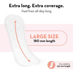 Plush Ultra Thin Large Panty Liners for Women Daily Use, 30 Liners | 2mm Thin, 180mm Long | Extra Coverage | Pure U.S. Cotton Liners for Sensitive Skin | Quad-Lock Design | No Toxins, No Parabens