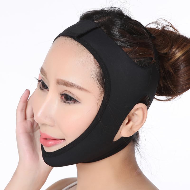 Post Surgery Neck and Chin Compression Garment Wrap Bandage, Face Slimmer, Jowl Tightening, Neck Coverage, Chin Lifting Strap (M)
