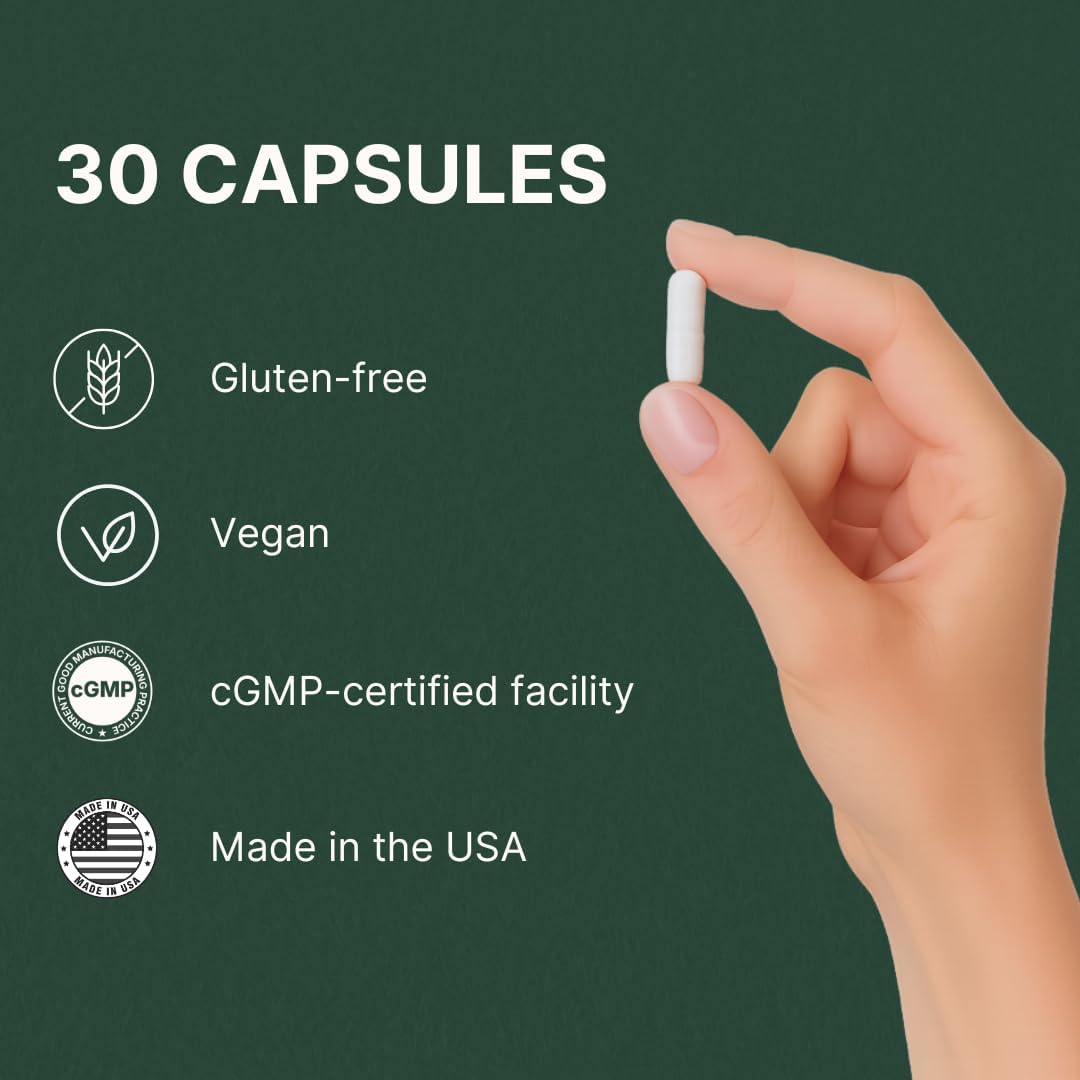 L-Ergothioneine Supplement 30mg - Fermentation-Based 99.99% Purity Antioxidant - Clinically Studied to Support Longevity, Restful Sleep & Healthy Aging - Vegan & Non-GMO - 30 Capsules