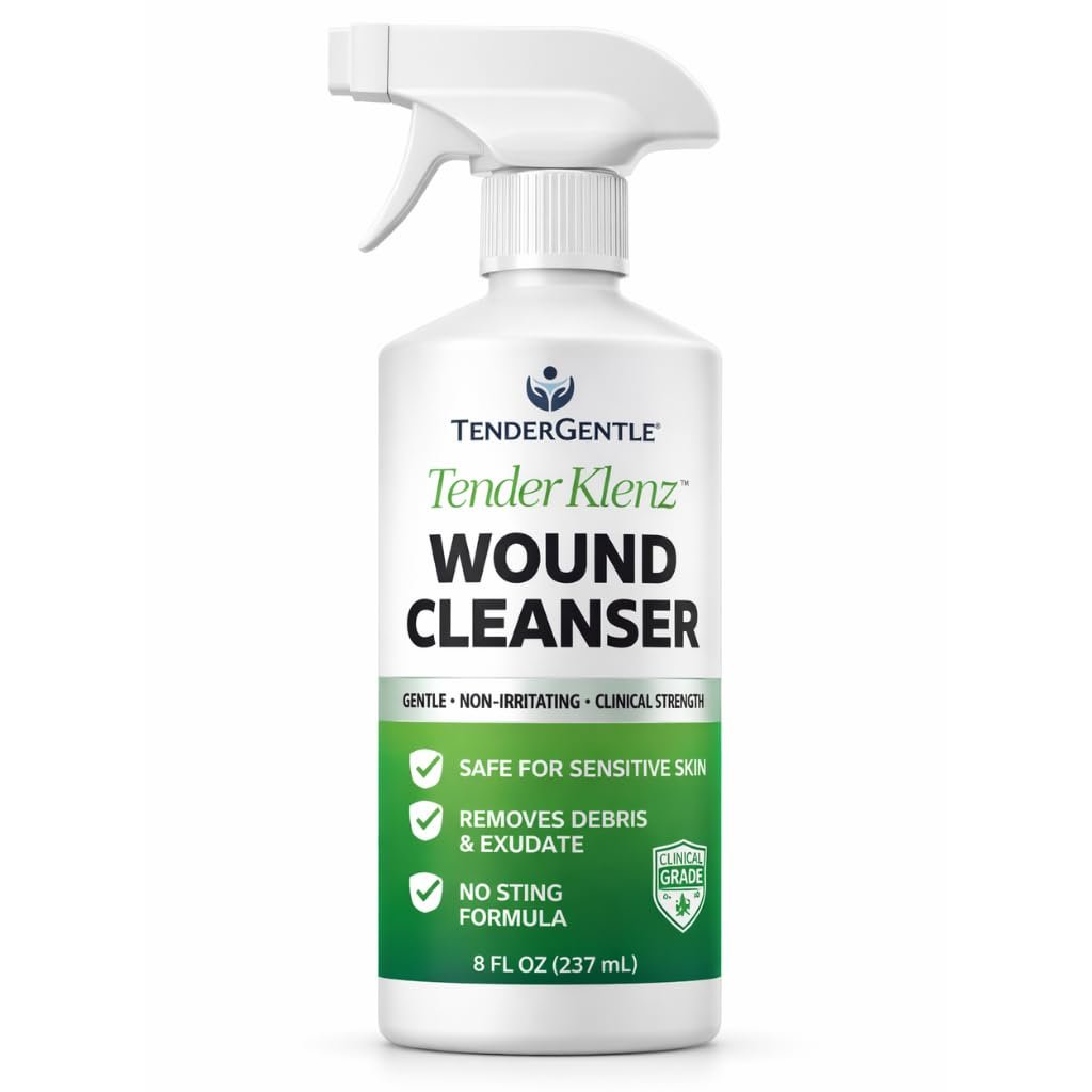 Wound Cleanser Spray, 8 oz - Saline Wound Wash for Cleaning Wounds - No Rinse Solution with Adjustable Nozzle - Good for Sensitive Skin