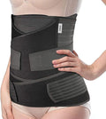 Amazon Brand - Solimo 3-In-1 Postpartum Belly Band Post Pregnancy Abdominal Belt After Delivery Waist & Pelvis Slimming Shapewear Tummy Reduction (Free Size) (BLACK)