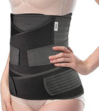 Amazon Brand - Solimo 3-In-1 Postpartum Belly Band Post Pregnancy Abdominal Belt After Delivery Waist & Pelvis Slimming Shapewear Tummy Reduction (Free Size) (BLACK)