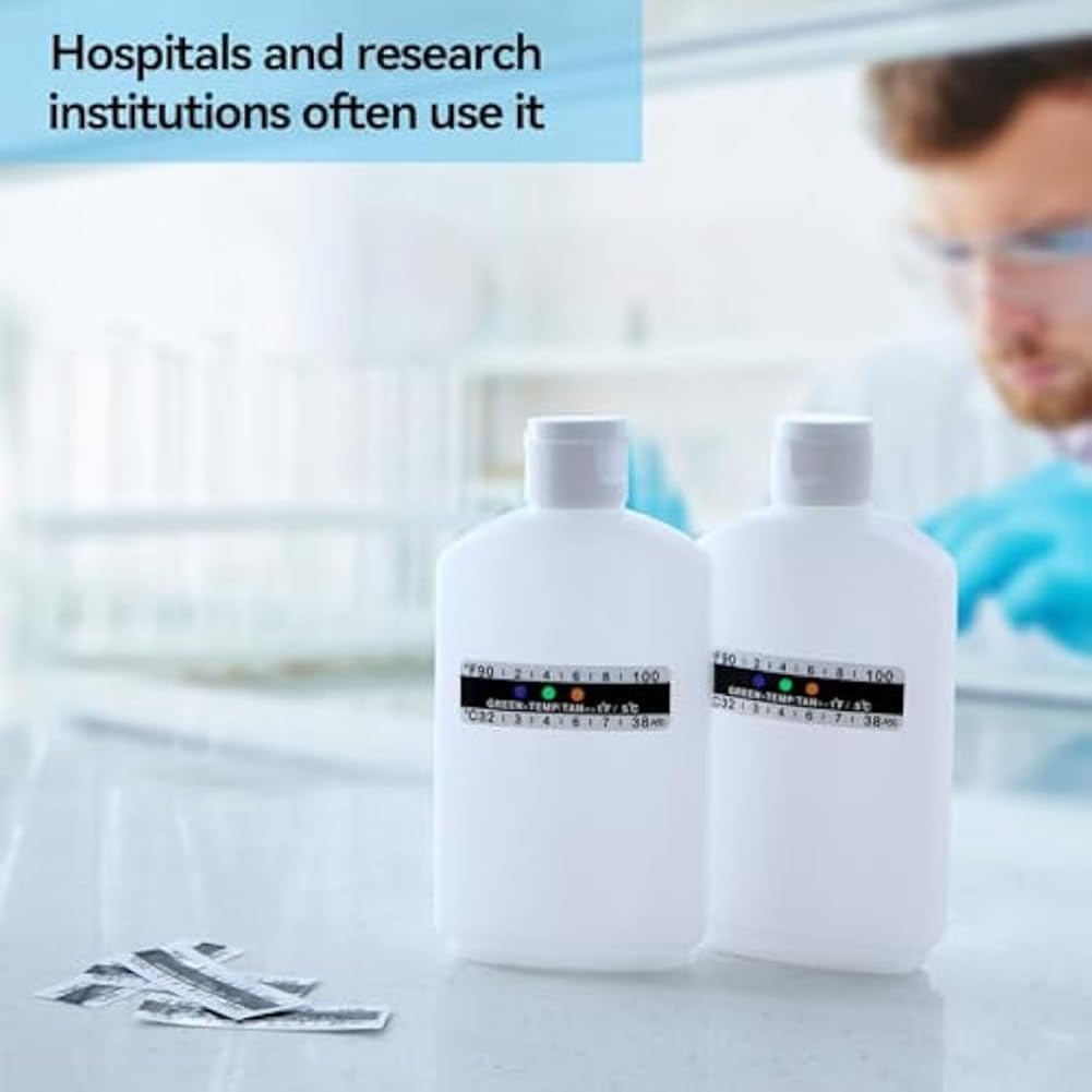 Complete Urine Test Kit of 14 pieces: 2 Portable Empties, 10 Temperature Sensitive Adhesive Test Strips