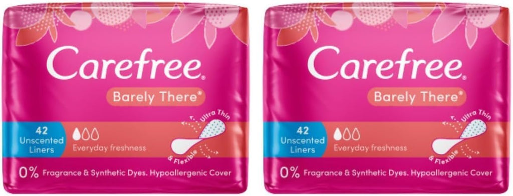 Carefree Barely There Unscented Panty Liners 84 Pack |Breathable| Feels soft & thin| Highly flexible