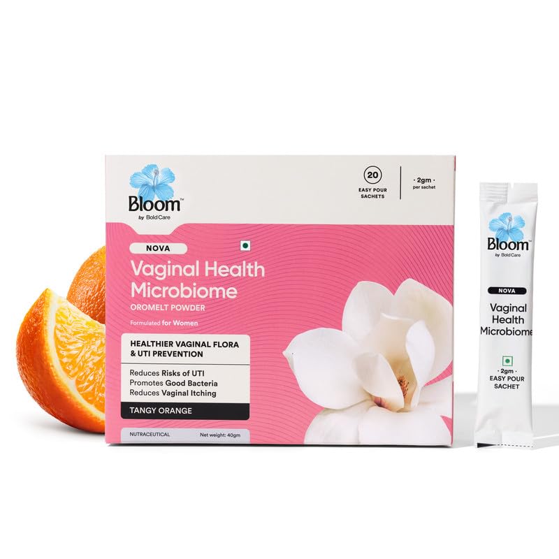 Bloom by Bold Care Intimate Microbiome Oromelt Powder | For Intimate Health & UTI Prevention | Probiotic | Reduces Bacterial Infection | Strawberry Flavour | 20 Easy Pour Sachets (Pack of 1)