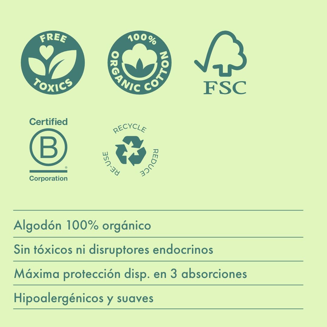100% Organic Cotton Panty Liners - Hypoallergenic and Breathable - Protection for Light Flow and Daily Use - Non-Toxic, Made in Europe