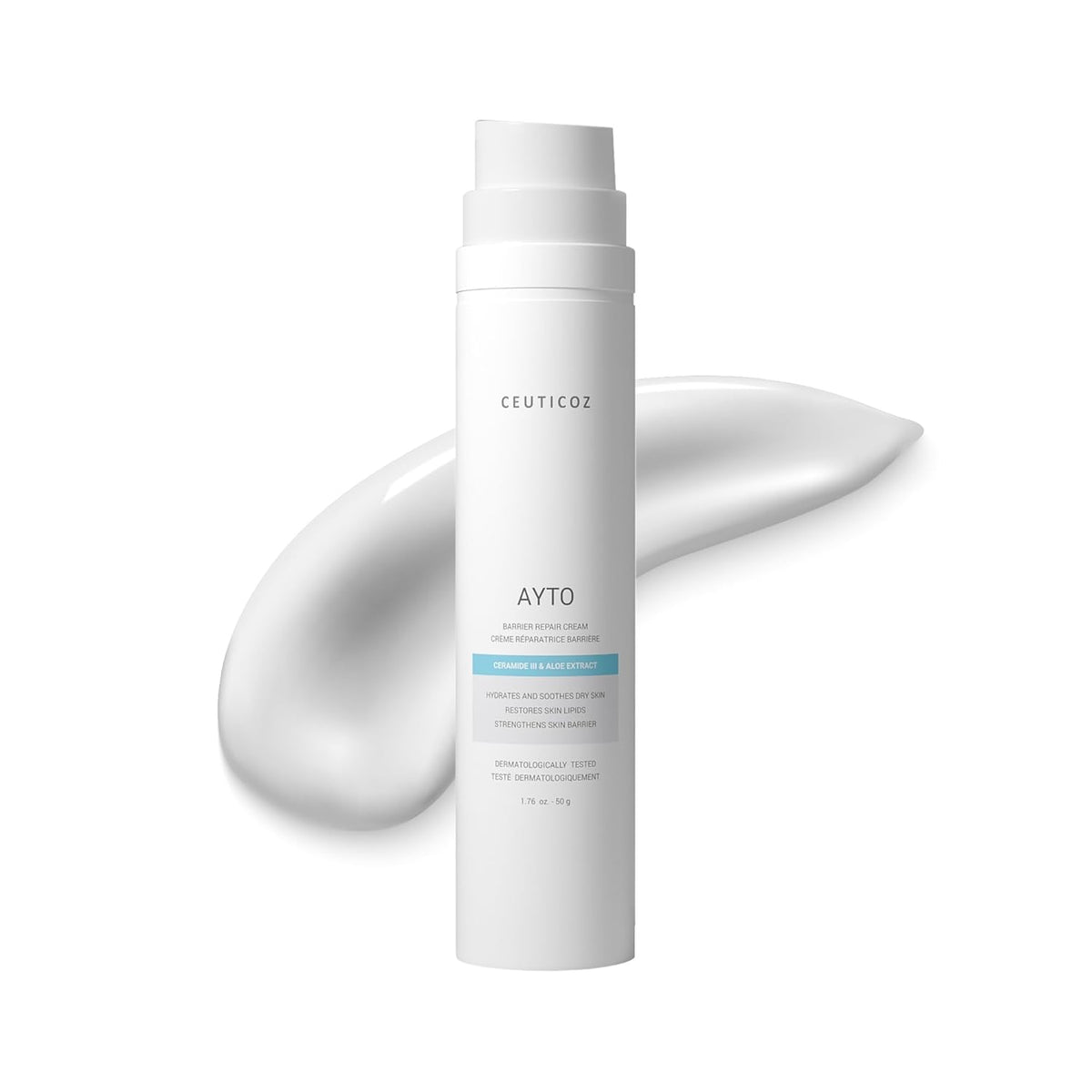 Ceuticoz Ayto Barrier Repair Cream | For Eczema & Dry Sensitive Skin | Strengthens barrier & soothes irritation | Shea Butter & Aloe Vera | Sensitive to Very Dry Skin | 50g