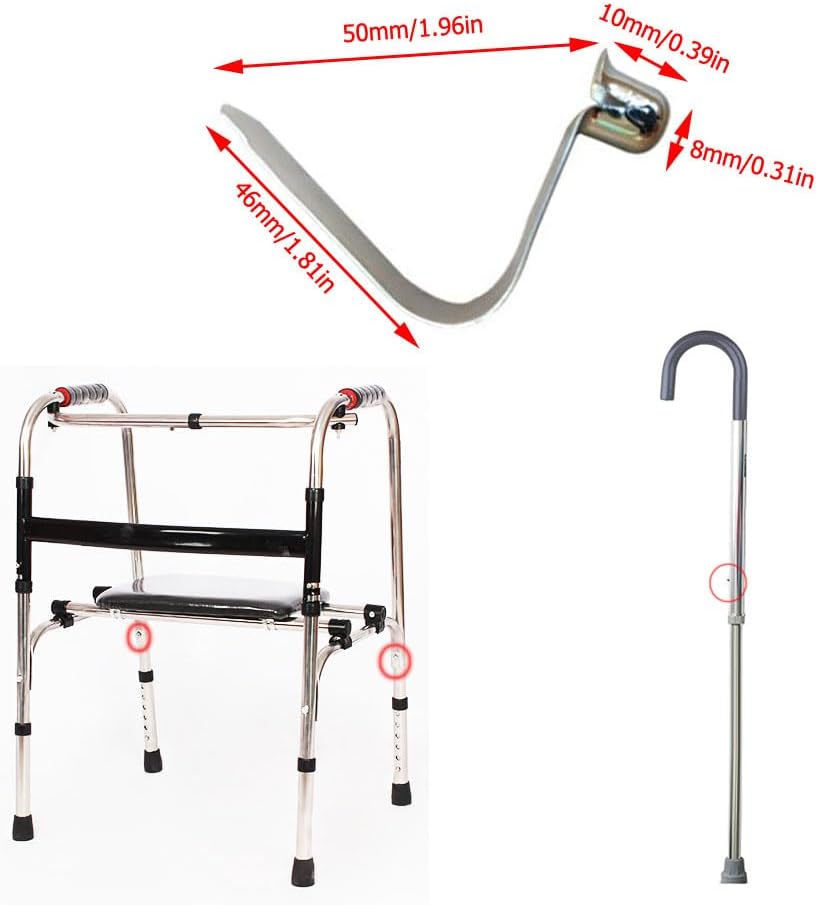 10 Pack Folding Walker Height Adjustable Clips Pole Push Button Spring Snap Clips V-Clip for Folding Walker with Wheels Aluminum Lightweight Rolling Walker Tray Table