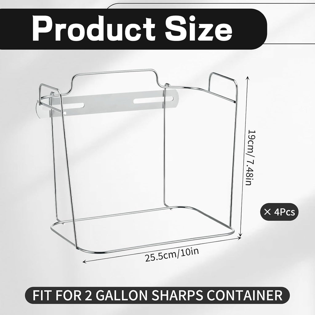 Shimeyao 4 Pcs Wall Cart Sharps Bracket for 2 Gallon Sharps Container Wall Mount Cart Mounting, 10 x 7.5 x 6.5 Inch (Silver)