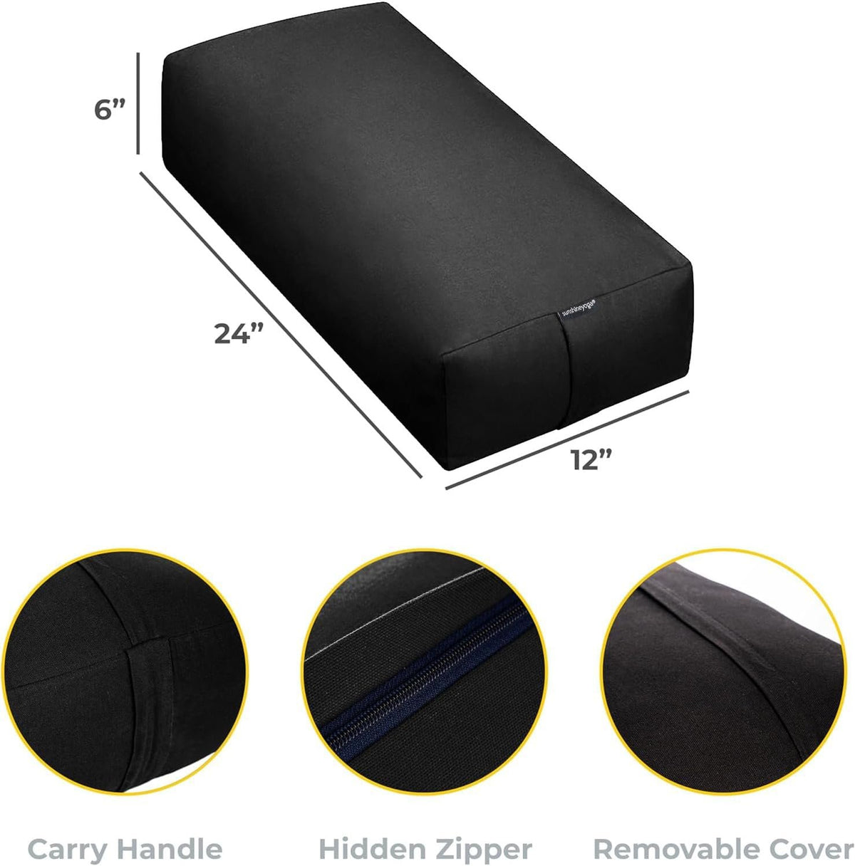 Firm Large Yoga Bolster, 24x12x6in